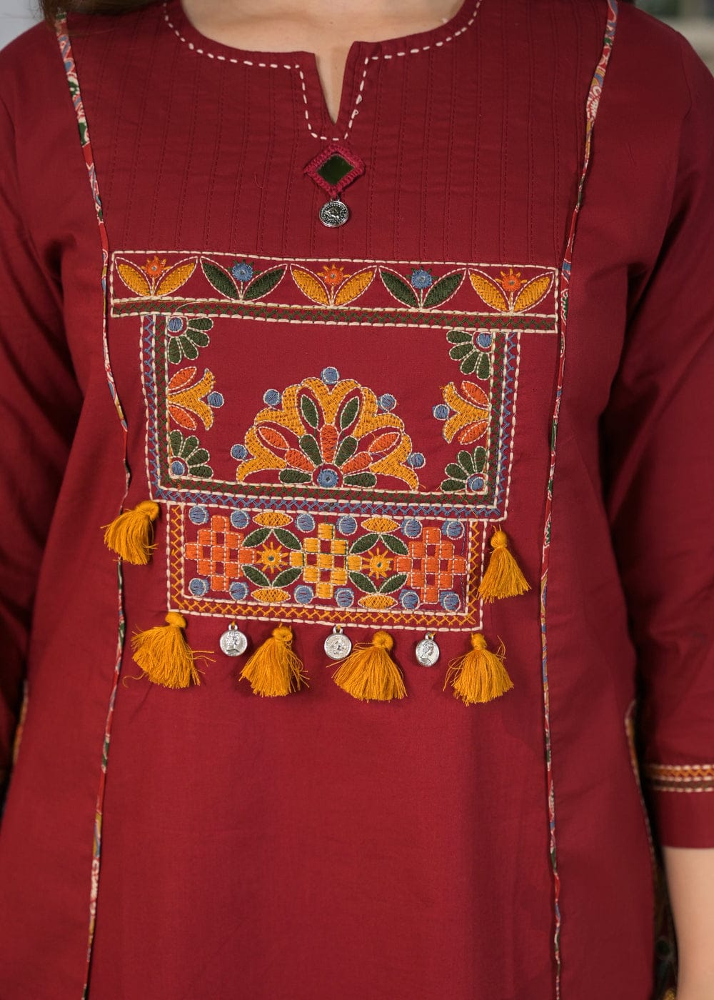Women's Premium Cotton A-Line Embroidered Kurta Set with Printed Dupatta