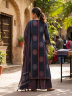 Women's Printed A-Line Kurta Set with Flared Dividers & Designer Dupatta