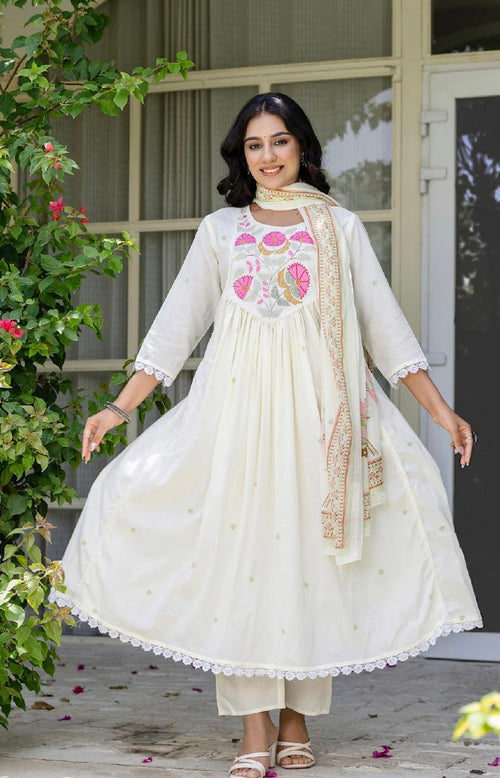 Premium Cotton Anarkali with Printed Dupatta