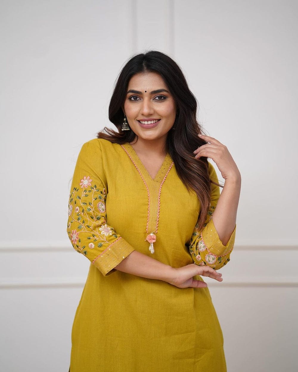 Women's Premium Cotton Slub Embroidered Kurta Pant Set