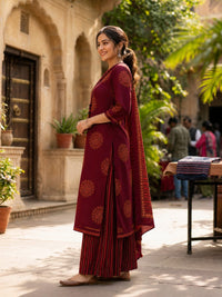 Women's Printed A-Line Kurta Set with Flared Dividers & Designer Dupatta