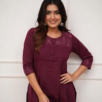 Mulberry Wine Embroidered Cotton Slub Co-ord Set