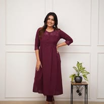 Mulberry Wine Embroidered Cotton Slub Co-ord Set