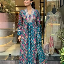 The Azure Palm Hand-Embroidered Cotton Kaftan Tunic