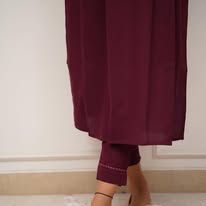 Mulberry Wine Embroidered Cotton Slub Co-ord Set