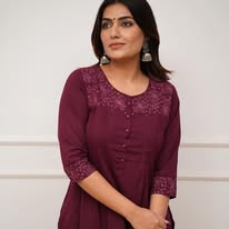 Mulberry Wine Embroidered Cotton Slub Co-ord Set