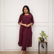 Mulberry Wine Embroidered Cotton Slub Co-ord Set