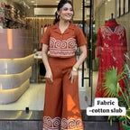 Adobe Earth Crop-Shirt & Flared Trouser Co-ord Set