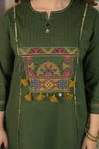 Women's Premium Cotton A-Line Embroidered Kurta Set with Printed Dupatta