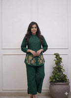 Women's Premium Cotton Embroidered Co-Ord Set