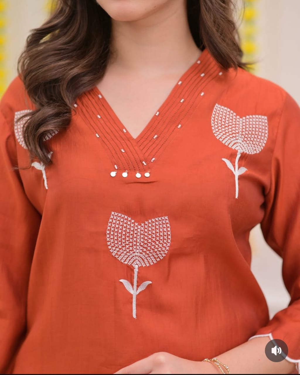 Women's Cotton A-Line Embroidered Kurti Set with Pants & Dupatta