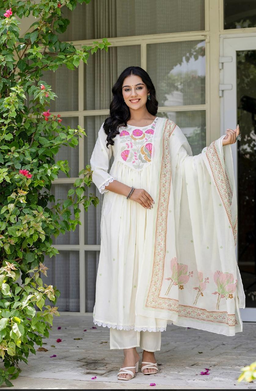 Premium Cotton Anarkali with Printed Dupatta