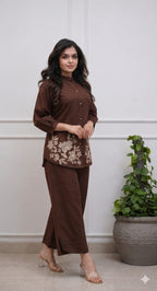 Women's Premium Cotton Embroidered Co-Ord Set