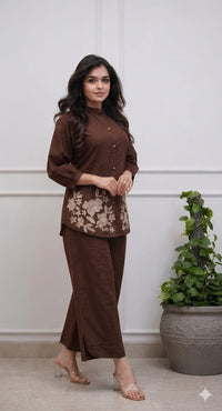 Women's Premium Cotton Embroidered Co-Ord Set