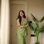 Pearl Ivory Hand-Embroidered Cotton Slub Co-ord Set