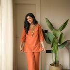 Pearl Ivory Hand-Embroidered Cotton Slub Co-ord Set