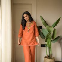 Pearl Ivory Hand-Embroidered Cotton Slub Co-ord Set