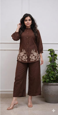 Women's Premium Cotton Embroidered Co-Ord Set