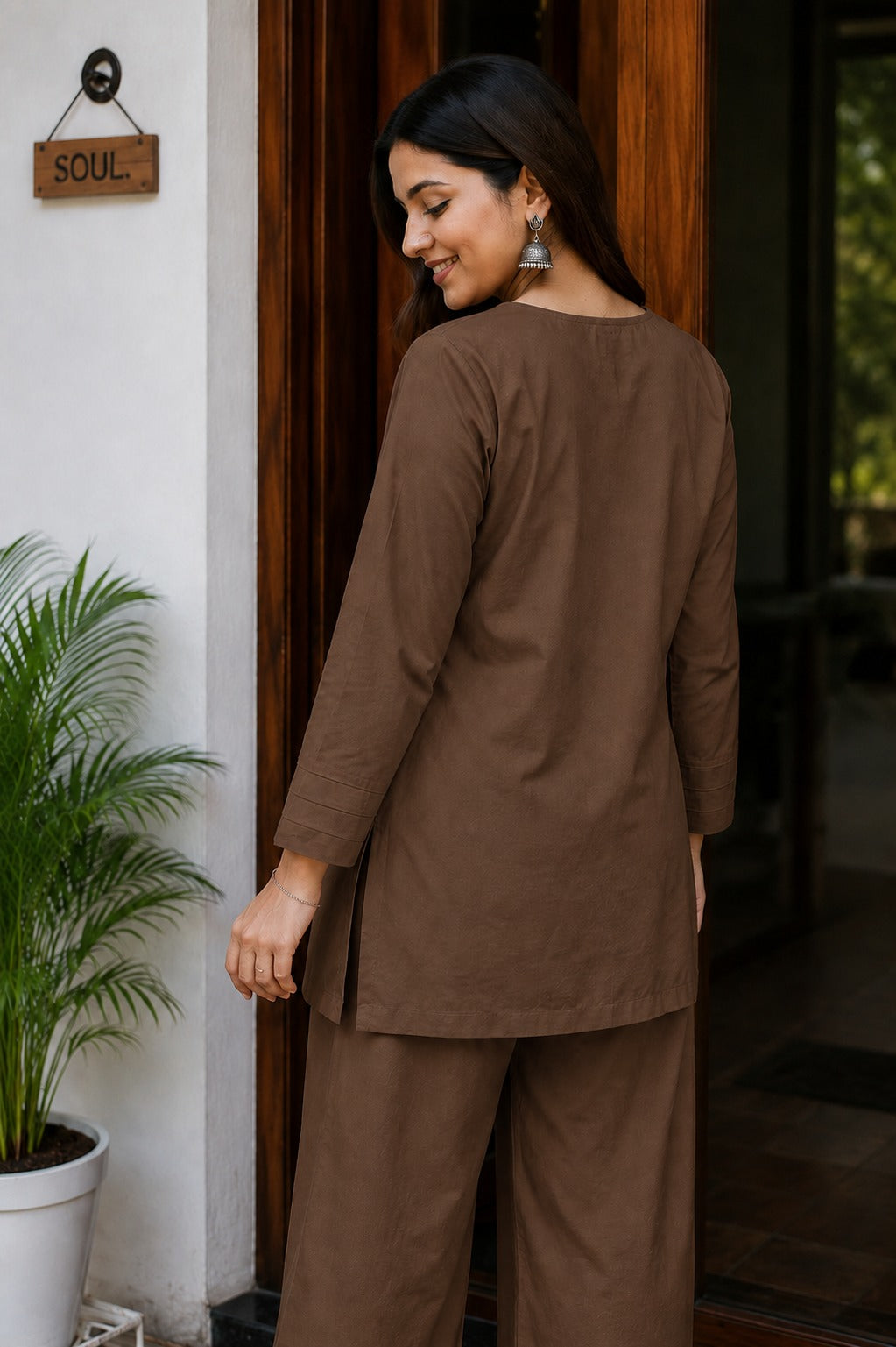 Women's Premium Cotton Embroidered Co-Ord Set with Wide-Leg Pants