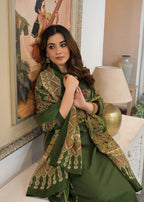 Women's Premium Cotton A-Line Embroidered Kurta Set with Printed Dupatta