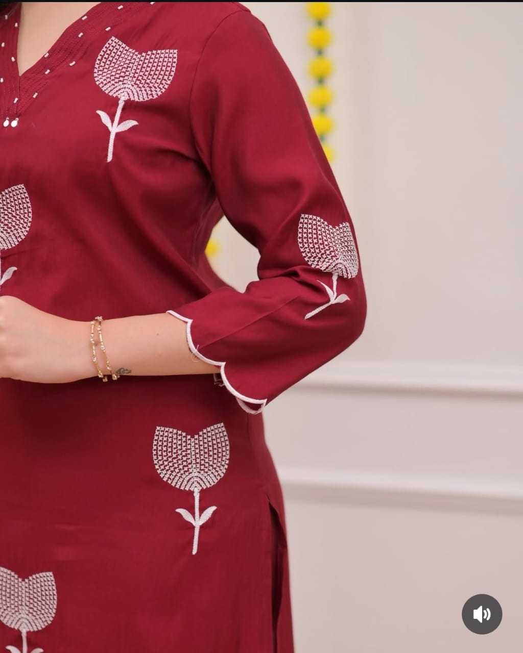 Women's Cotton A-Line Embroidered Kurti Set with Pants & Dupatta
