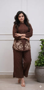 Women's Premium Cotton Embroidered Co-Ord Set
