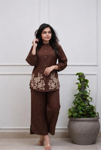 Women's Premium Cotton Embroidered Co-Ord Set