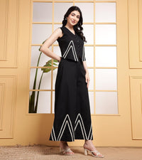 Women's Cotton Co-ord Set with Wide-Leg Pants
