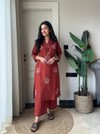 Women's Pure Cotton Embroidered Cord Set