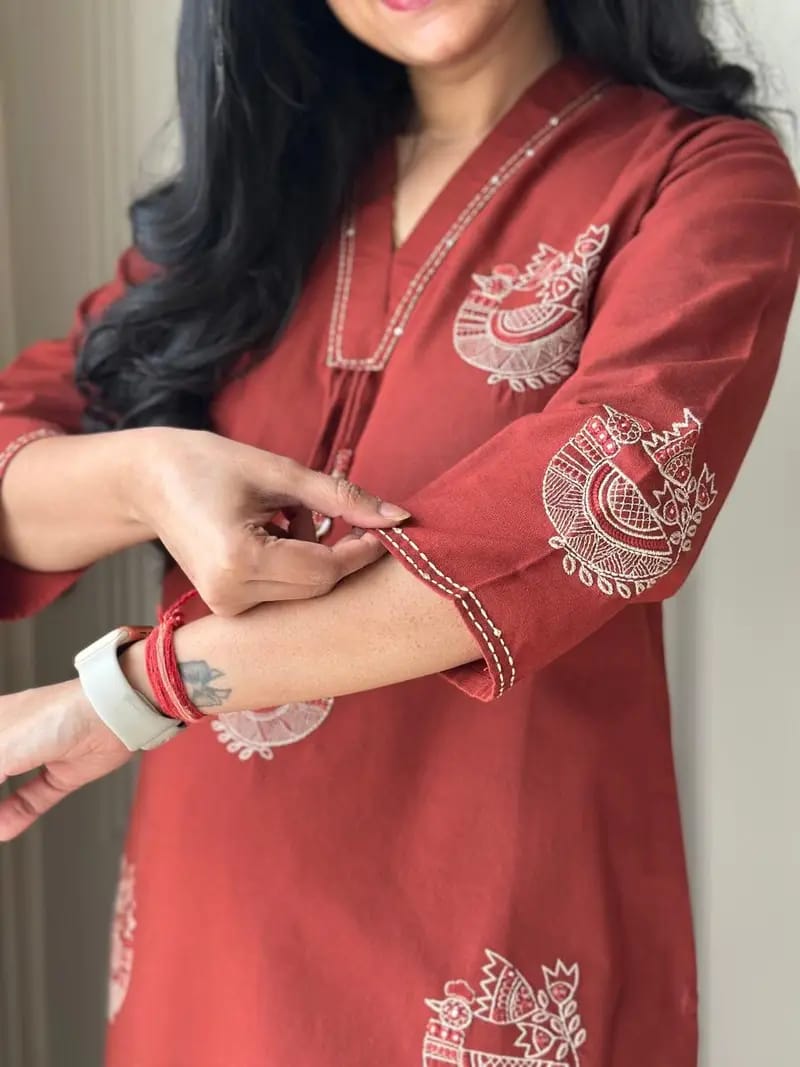 Women's Pure Cotton Embroidered Cord Set