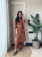 Women's Pure Cotton Embroidered Cord Set
