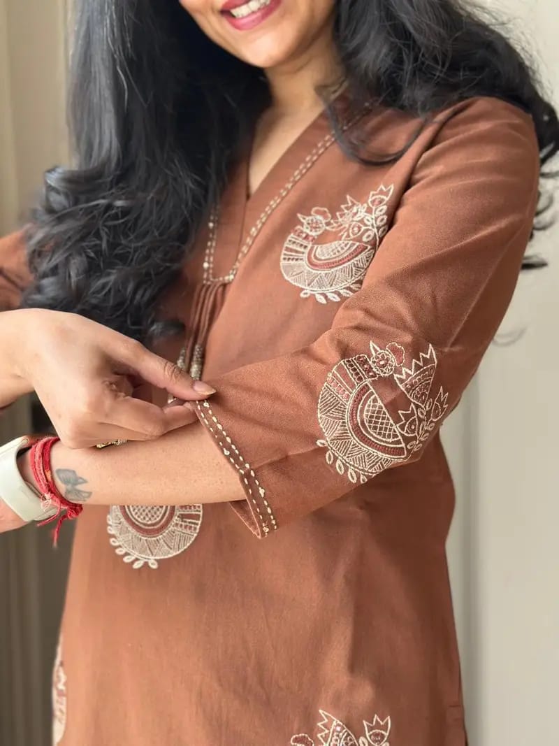 Women's Pure Cotton Embroidered Cord Set