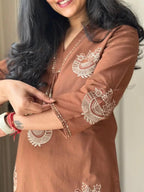 Women's Pure Cotton Embroidered Cord Set