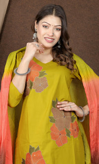 Women's Floral Embroidered Cotton Kurta Set