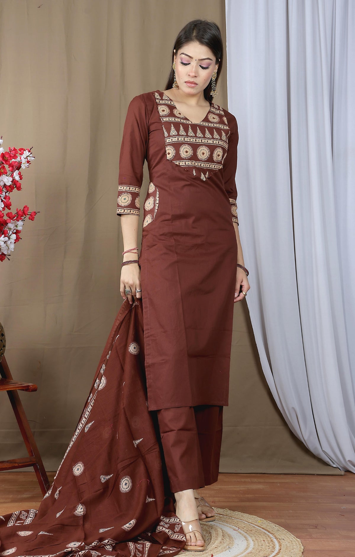 Women's Soft Cotton Kurta Set with Dupatta