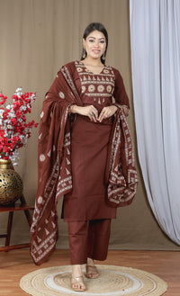 Women's Soft Cotton Kurta Set with Dupatta