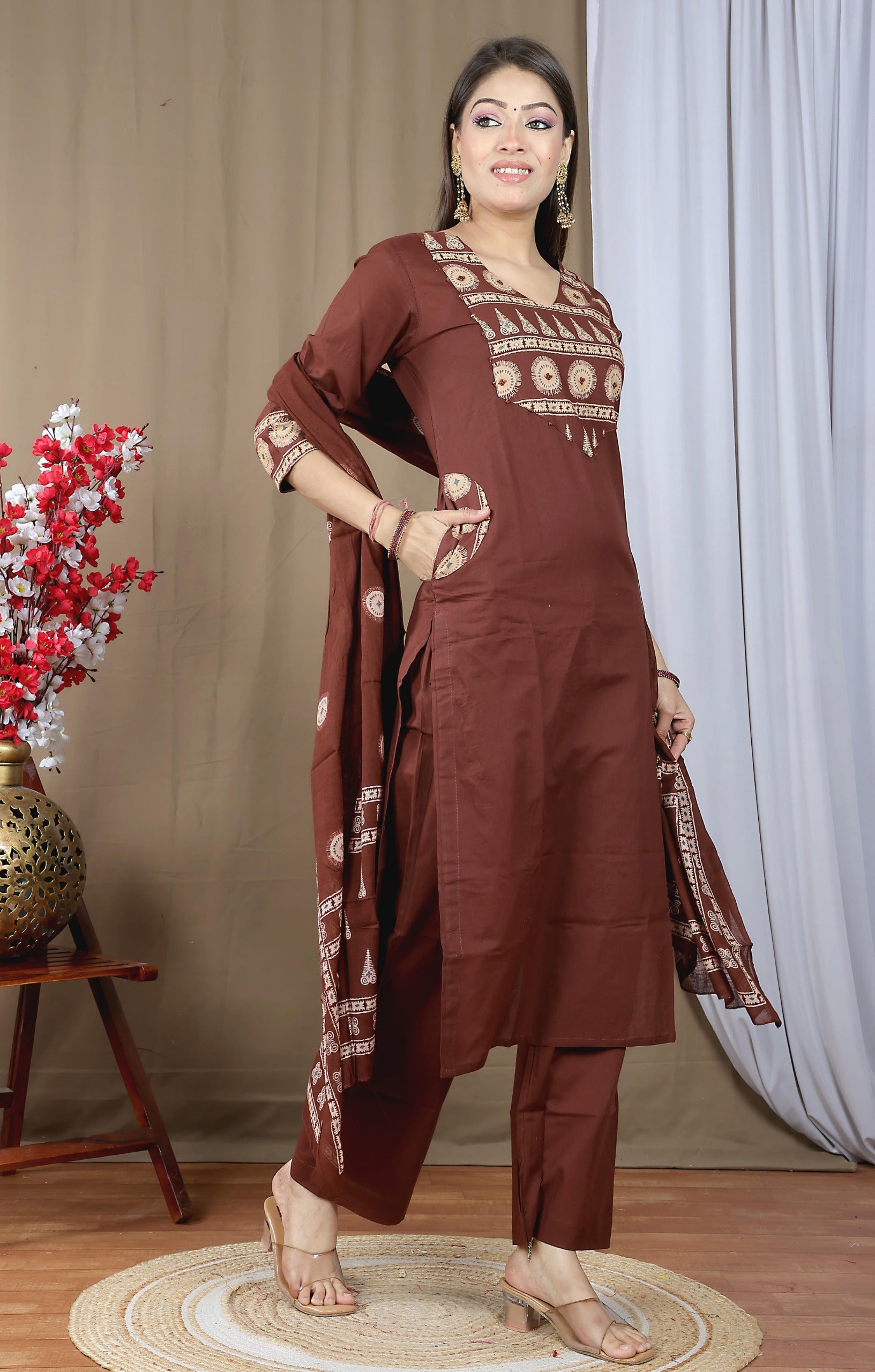 Women's Soft Cotton Kurta Set with Dupatta