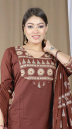 Women's Soft Cotton Kurta Set with Dupatta