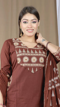 Women's Soft Cotton Kurta Set with Dupatta
