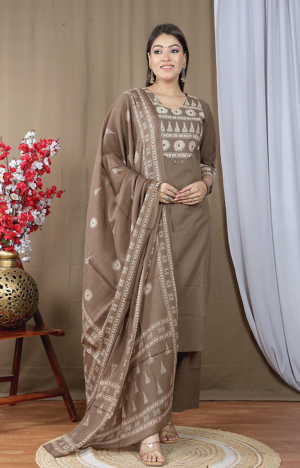 Women's Soft Cotton Kurta Set with Dupatta