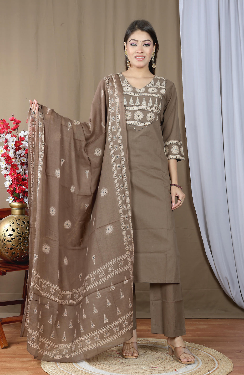 Women's Soft Cotton Kurta Set with Dupatta