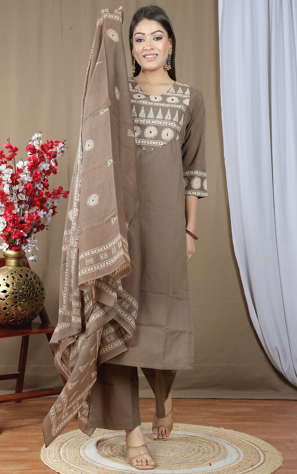 Women's Soft Cotton Kurta Set with Dupatta