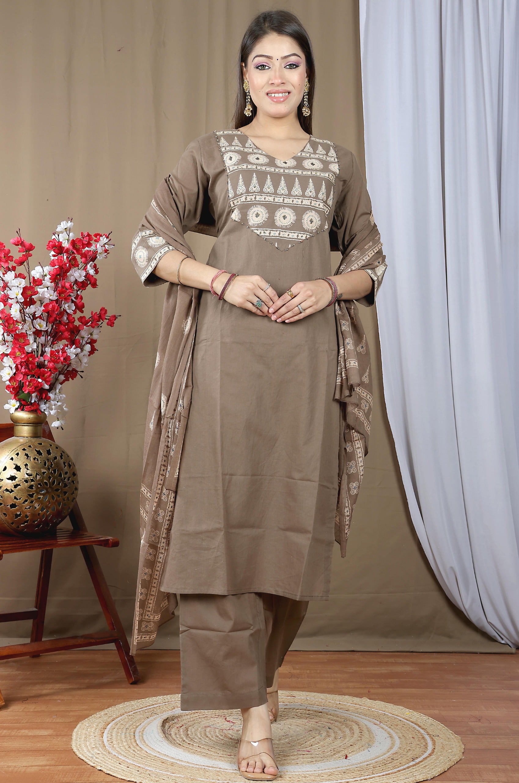 Women's Soft Cotton Kurta Set with Dupatta