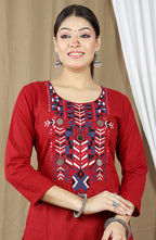 Women's Dabu Cotton Kurta Set with Printed Dupatta