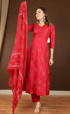 Women's Soft Cotton Anarkali Suit Set
