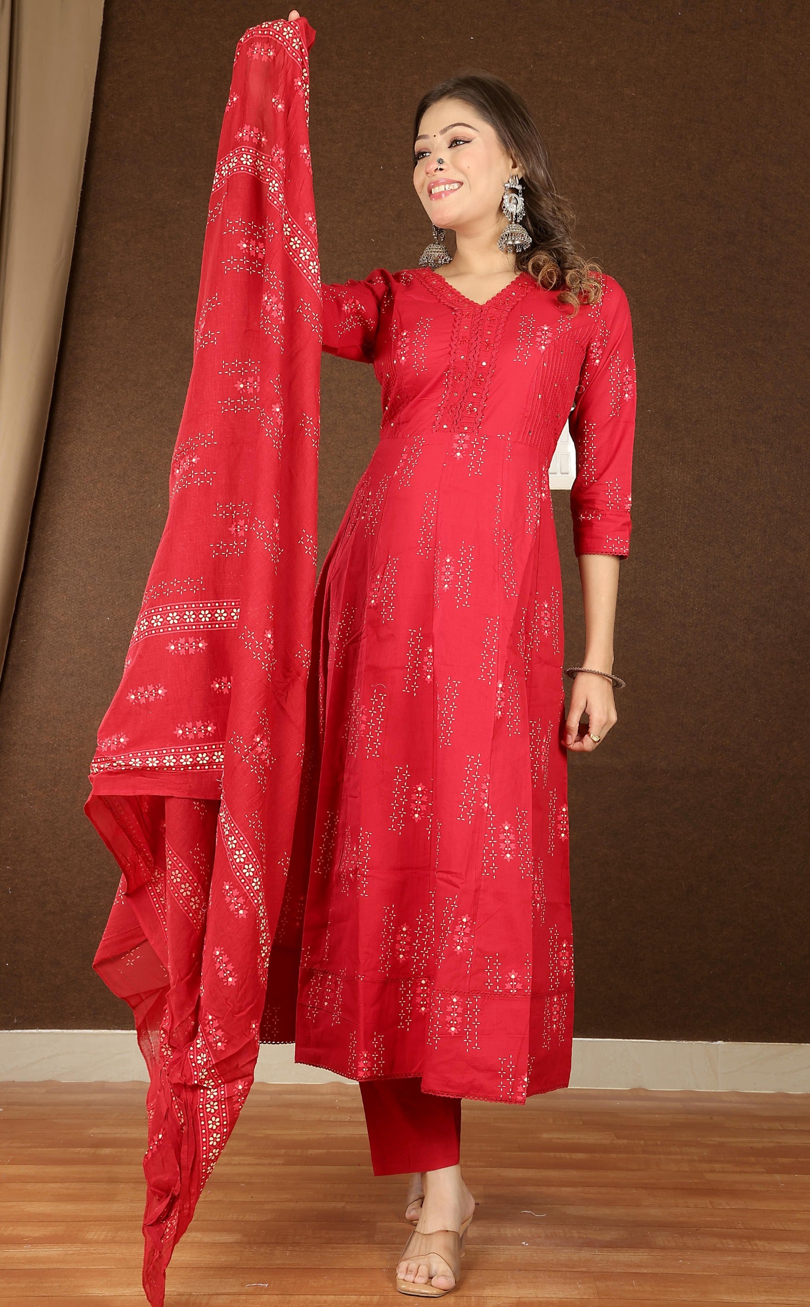 Women's Soft Cotton Anarkali Suit Set