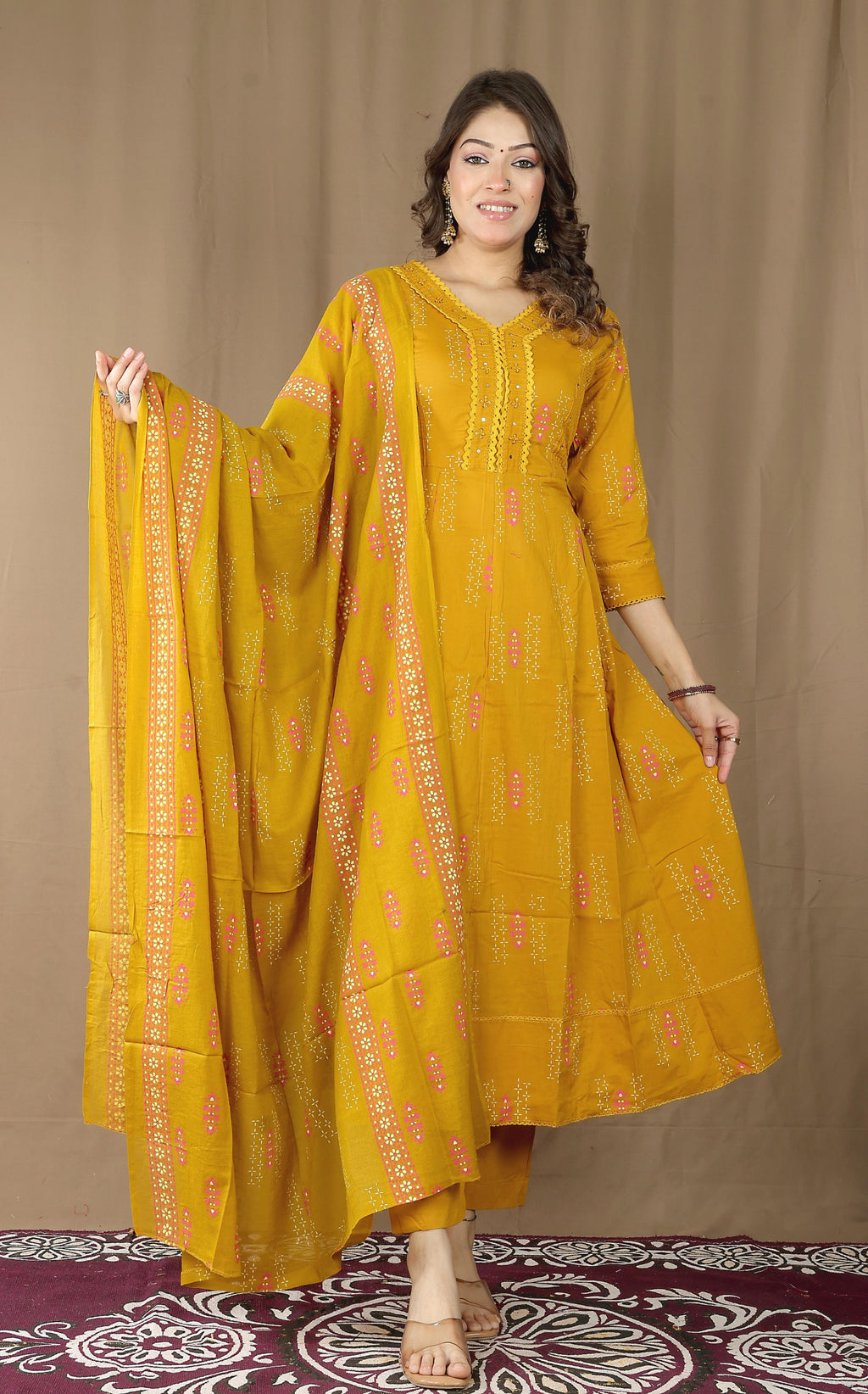 Women's Soft Cotton Anarkali Suit Set
