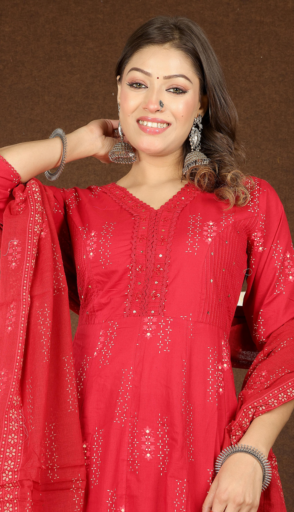Women's Soft Cotton Anarkali Suit Set