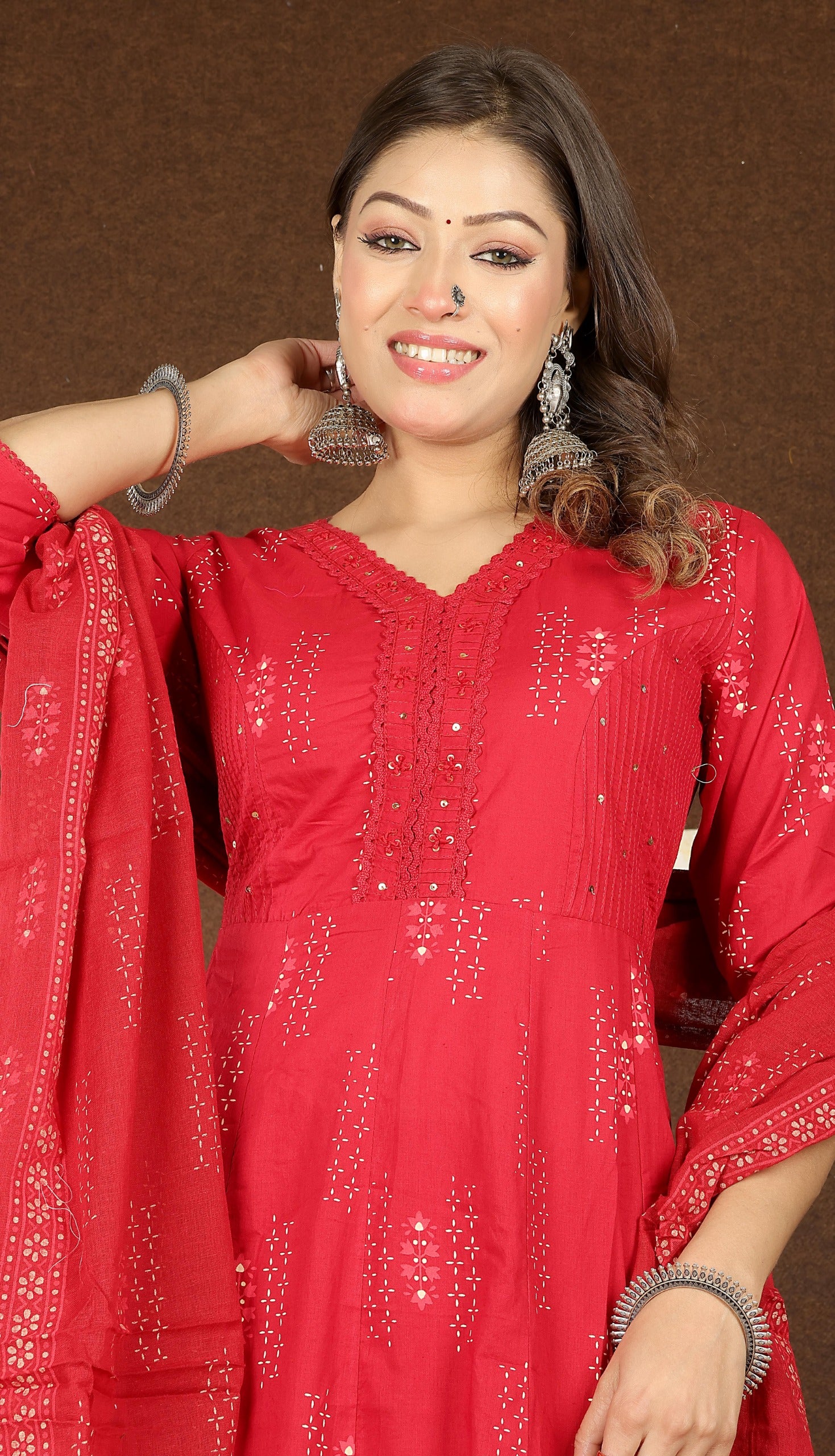 Women's Soft Cotton Anarkali Suit Set