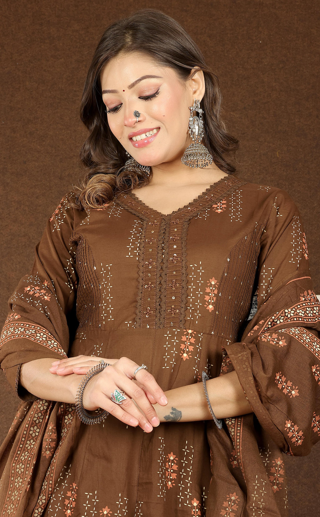 Women's Soft Cotton Anarkali Suit Set